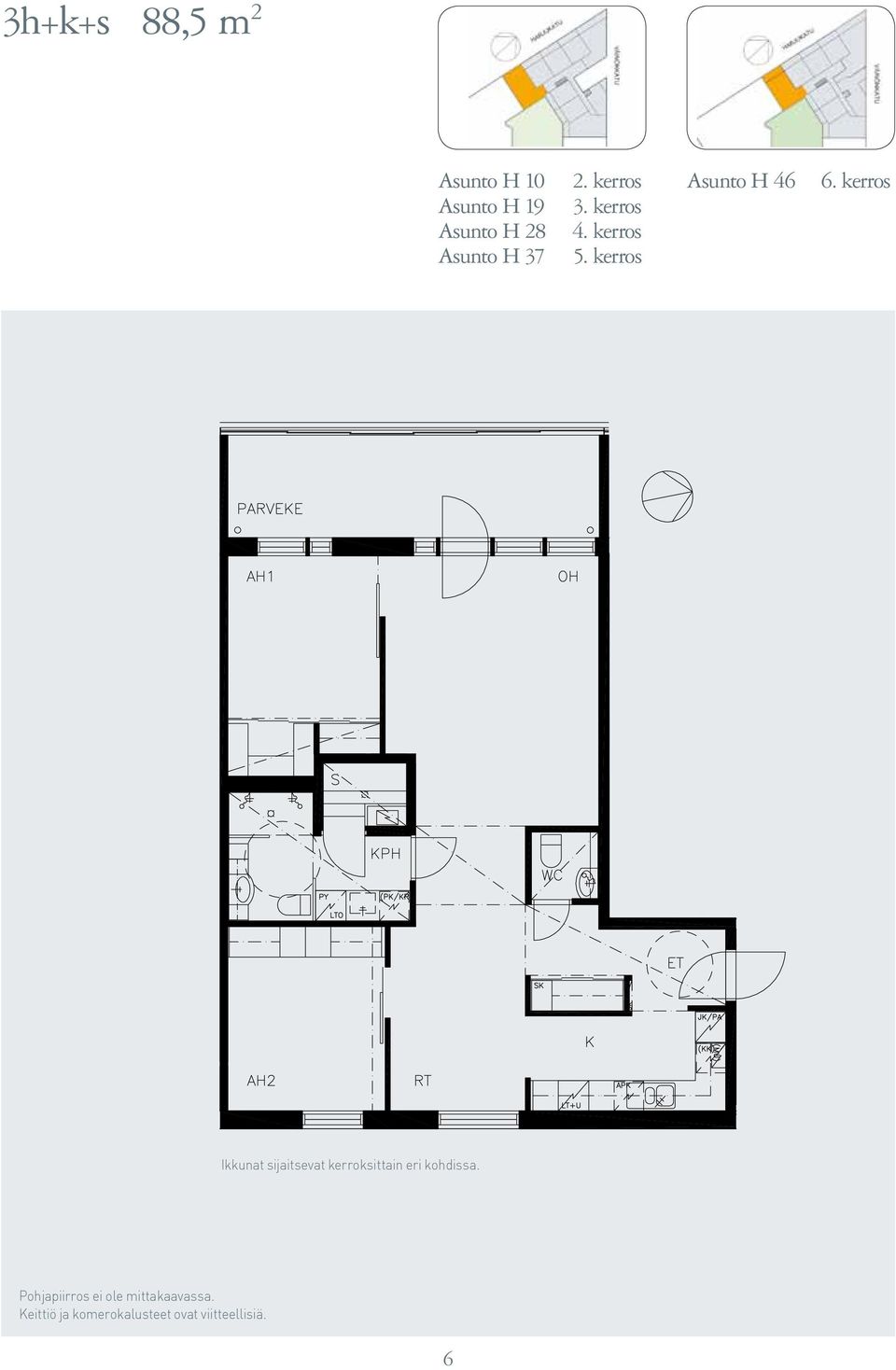 kerros 4. kerros 5. kerros Asunto H 46 6.