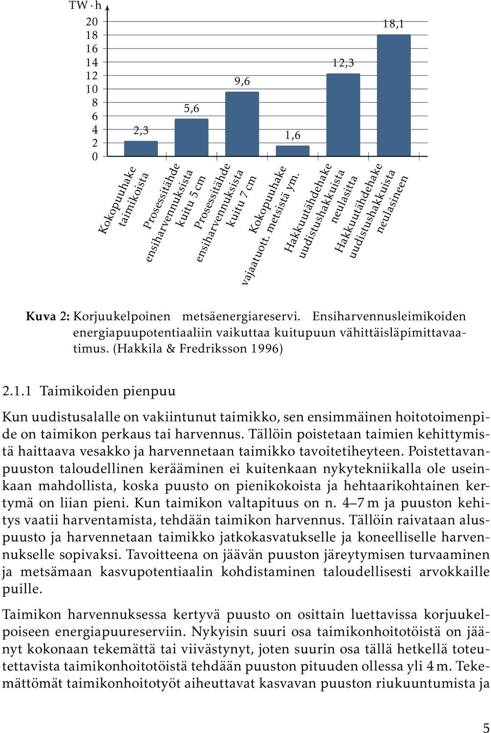 Ensiharvennusleimikoiden energiapuupotentiaaliin vaikuttaa kuitupuun vähittäisläpimittavaatimus. (Hakkila & Fredriksson 19