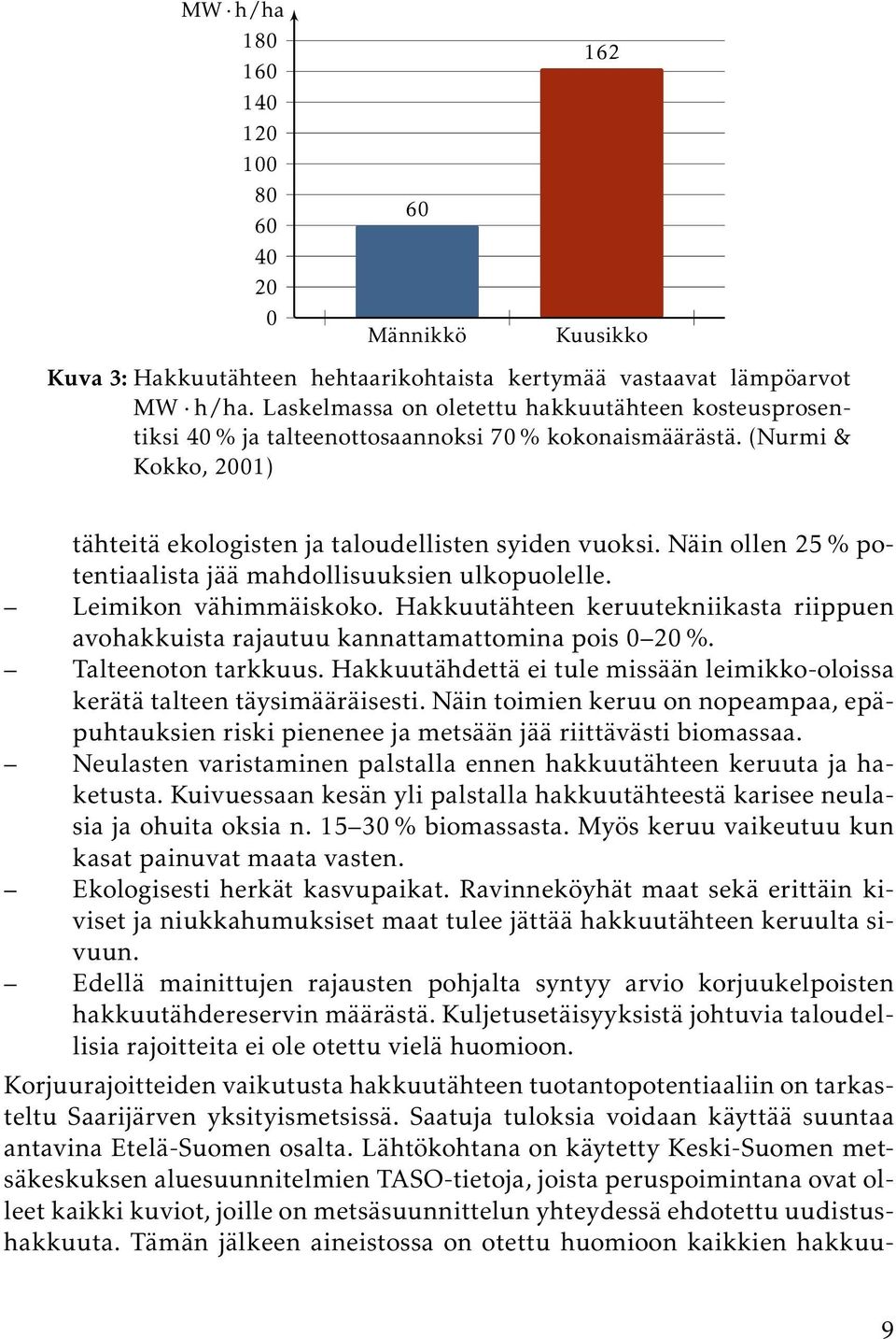 Näin ollen 25 % potentiaalista jää mahdollisuuksien ulkopuolelle. Leimikon vähimmäiskoko. Hakkuutähteen keruutekniikasta riippuen avohakkuista rajautuu kannattamattomina pois 0 20 %.