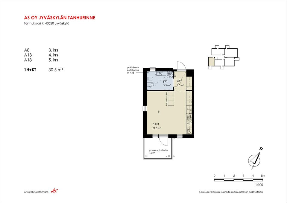 RK ph 5.5 m² et 3.5 m² kaluste h=1400 h+kt 21.