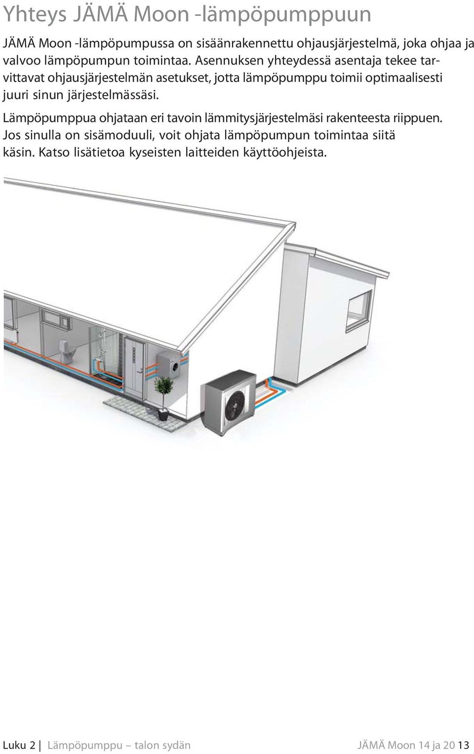 Asennuksen yhteydessä asentaja tekee tarvittavat ohjausjärjestelmän asetukset, jotta lämpöpumppu toimii optimaalisesti juuri sinun