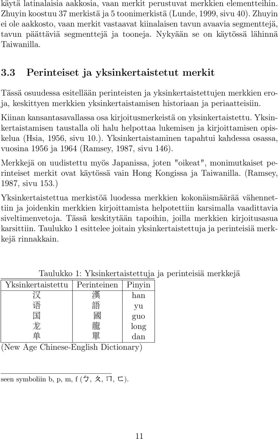 3 Perinteiset ja yksinkertaistetut merkit Tässä osuudessa esitellään perinteisten ja yksinkertaistettujen merkkien eroja, keskittyen merkkien yksinkertaistamisen historiaan ja periaatteisiin.
