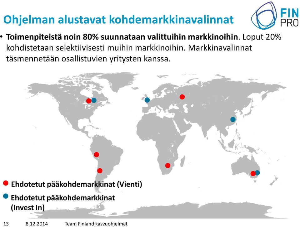 Markkinavalinnat täsmennetään osallistuvien yritysten kanssa.