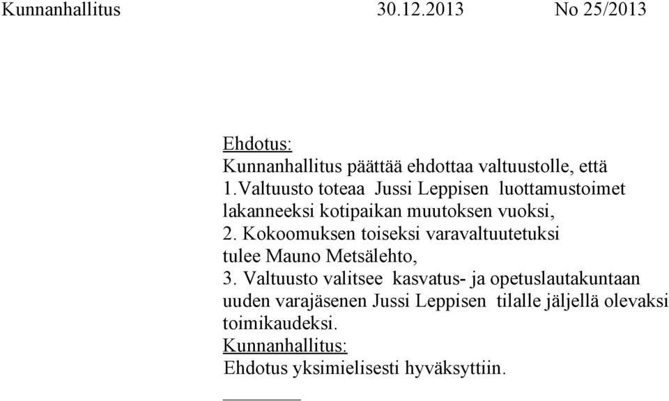 Kokoomuksen toiseksi varavaltuutetuksi tulee Mauno Metsälehto, 3.