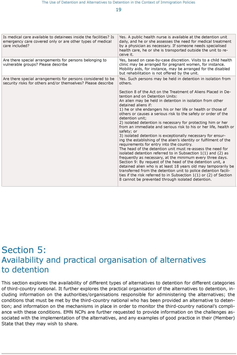 Please describe Yes. A public health nurse is available at the detention unit daily, and he or she assesses the need for medical treatment by a physician as necessary.