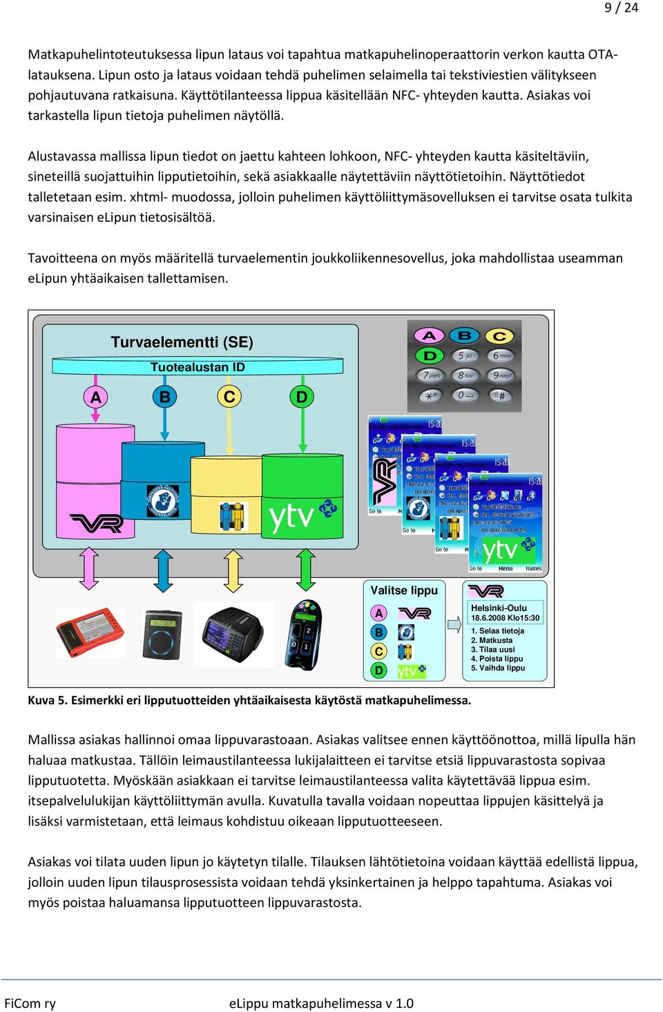 Asiakas voi tarkastella lipun tietoja puhelimen näytöllä.