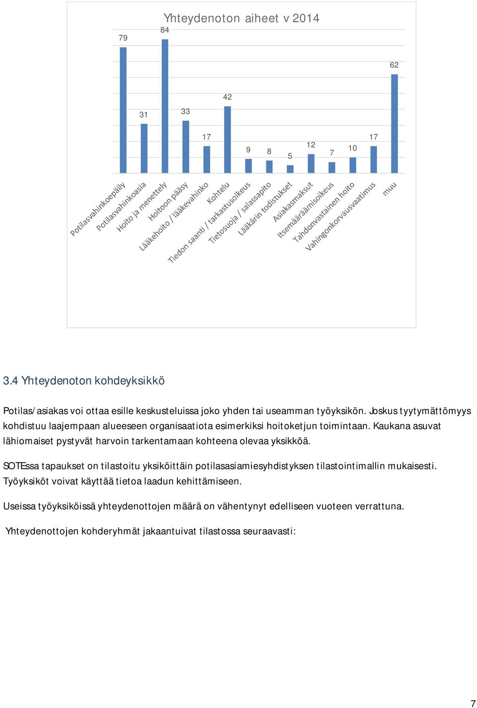 Joskus tyytymättömyys kohdistuu laajempaan alueeseen organisaatiota esimerkiksi hoitoketjun toimintaan.