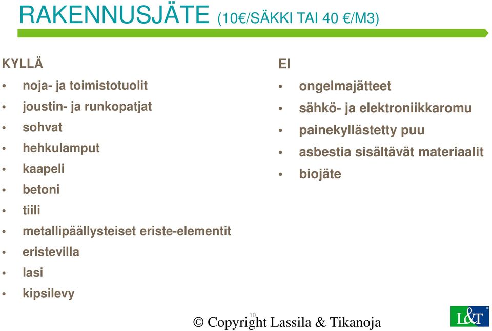 eriste-elementit eristevilla lasi kipsilevy ongelmajätteet sähkö- ja