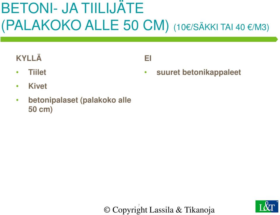 Tiilet Kivet betonipalaset