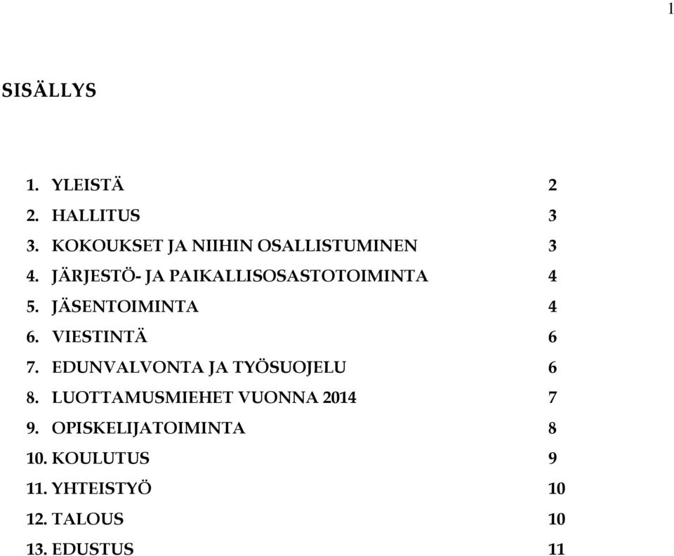 JÄRJESTÖ- JA PAIKALLISOSASTOTOIMINTA 4 5. JÄSENTOIMINTA 4 6. VIESTINTÄ 6 7.