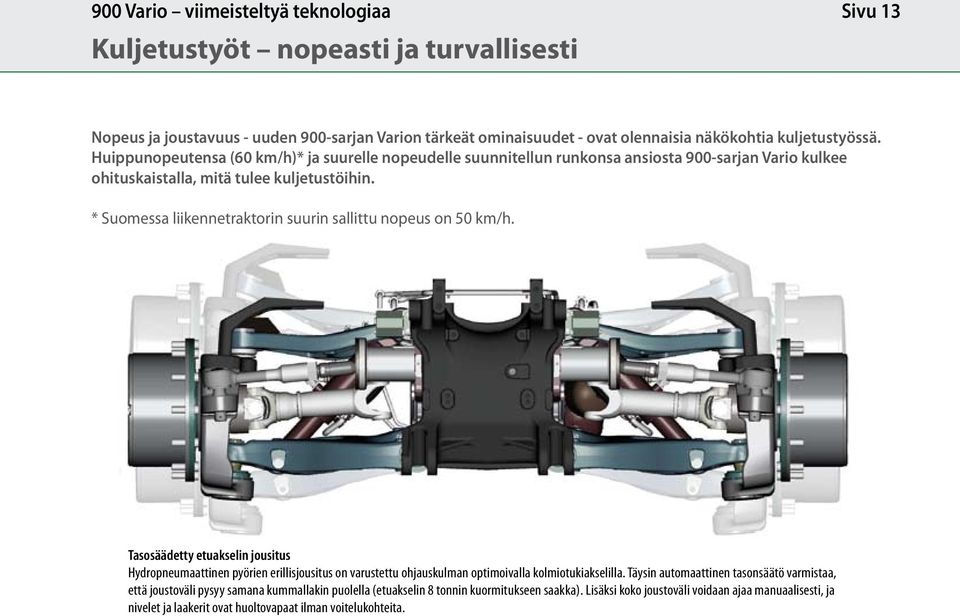 * Suomessa liikennetraktorin suurin sallittu nopeus on 50 km/h.