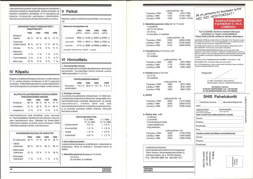 - Kiristyvä kilpailu KESKEISET KEHITYKSEN ESTEET/ UHKATEKIJÄT: 4 QQQ 50 % 55 % 4 QQC 1 999 66 % 1996 57 % - Työvoimakustannukset 18 % 21 % 17 % 23 % - Verotus 15 % 9 % 6 % 11 % - Rahoitusvaikeudet 5