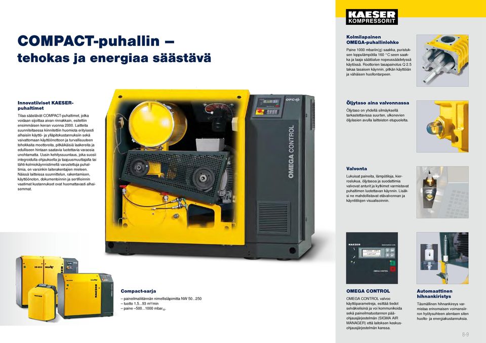 Innovatiiviset KAESERpuhaltimet Tilaa säästävät COMPACT-puhaltimet, jotka voidaan sijoittaa aivan rinnakkain, esiteltiin ensimmäisen kerran vuonna 2000.