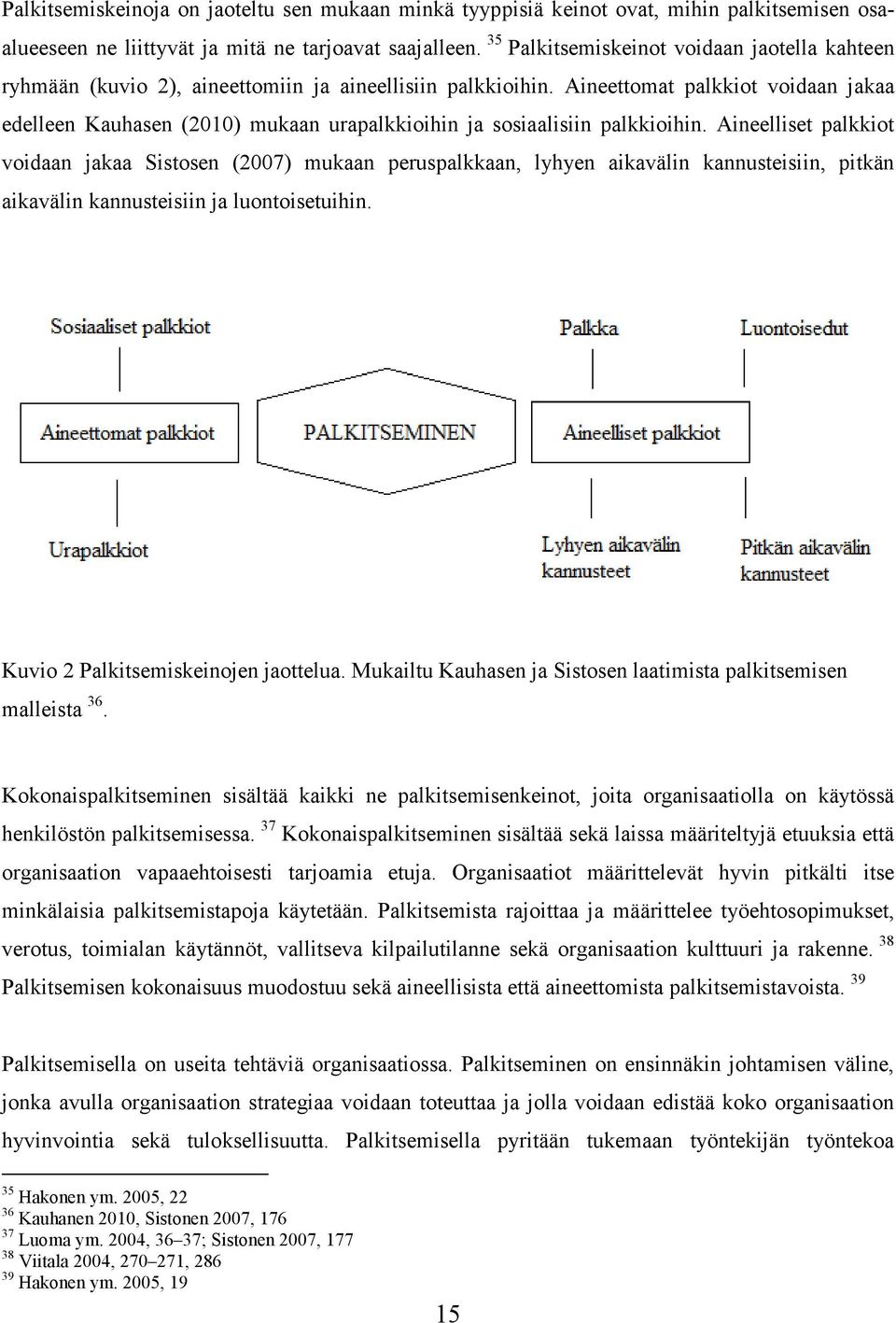 Aineettomat palkkiot voidaan jakaa edelleen Kauhasen (2010) mukaan urapalkkioihin ja sosiaalisiin palkkioihin.