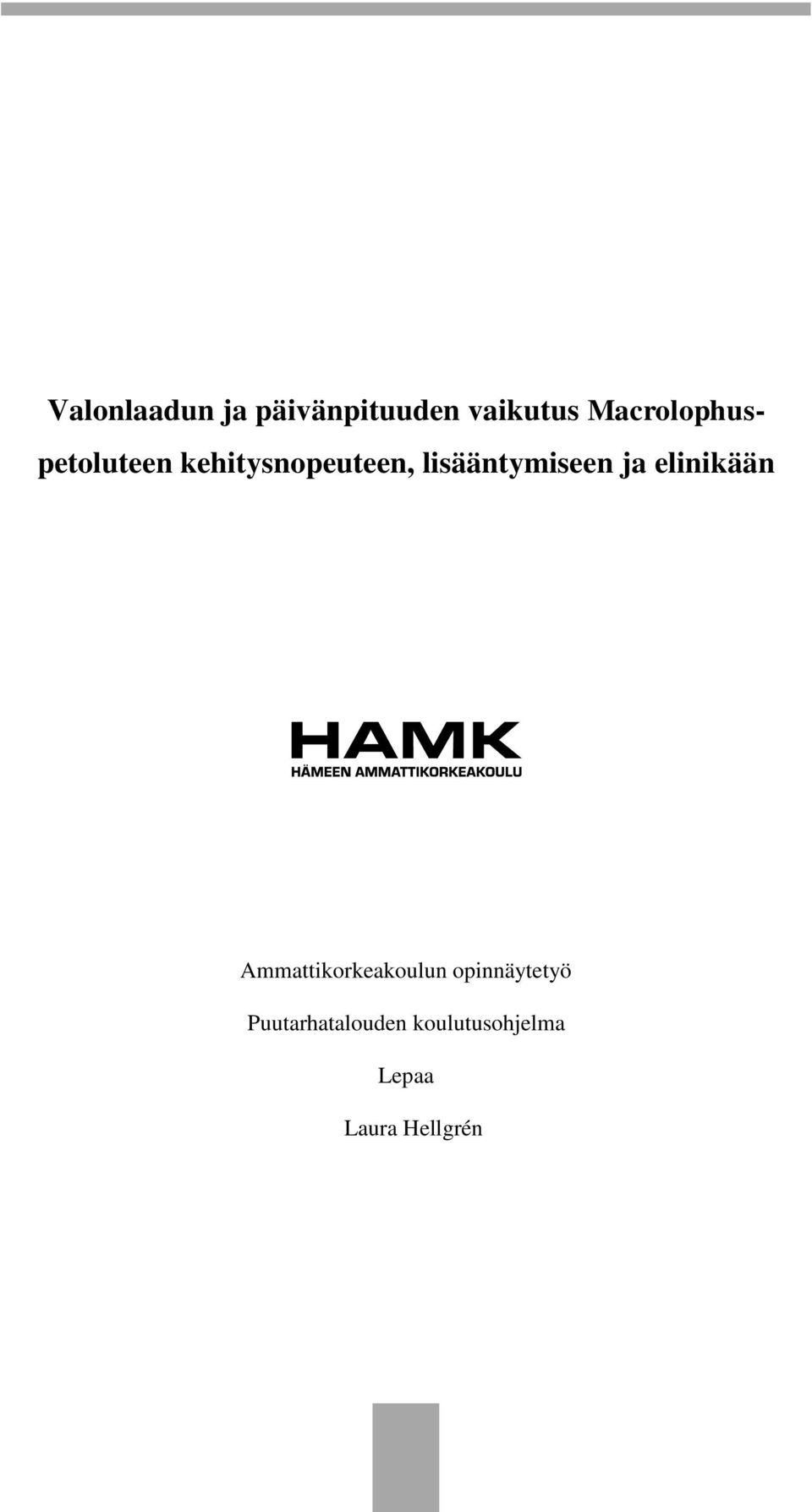 Ammattikorkeakoulun opinnäytetyö