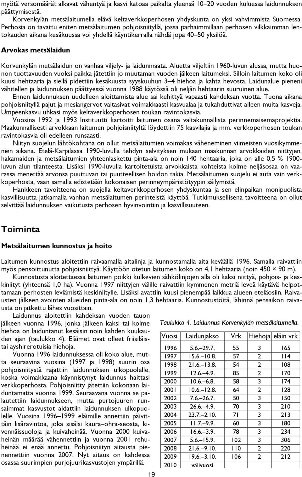 Perhosia on tavattu eniten metsälaitumen pohjoisniityllä, jossa parhaimmillaan perhosen vilkkaimman lentokauden aikana kesäkuussa voi yhdellä käyntikerralla nähdä jopa 40 50 yksilöä.