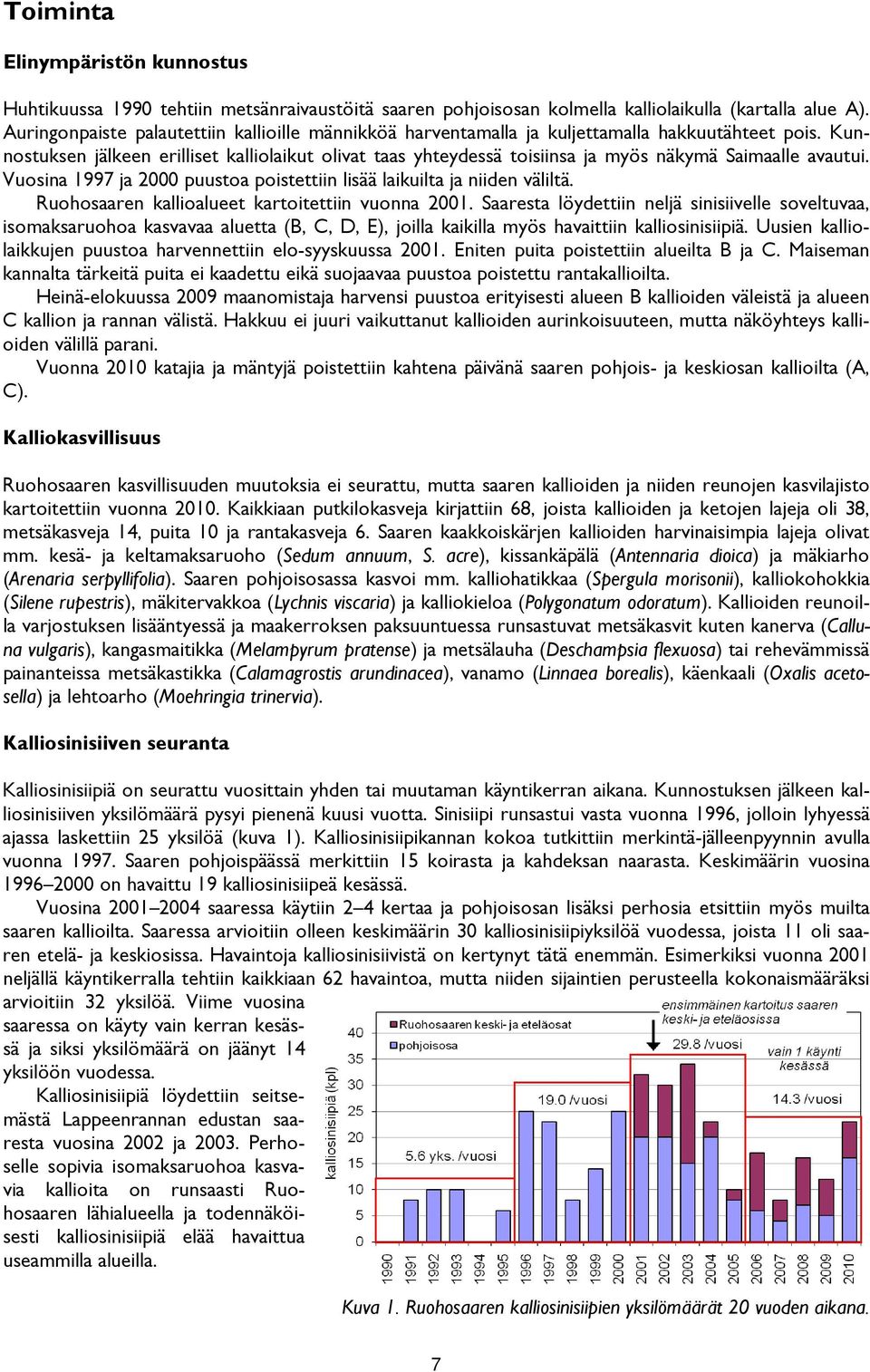 Kunnostuksen jälkeen erilliset kalliolaikut olivat taas yhteydessä toisiinsa ja myös näkymä Saimaalle avautui. Vuosina 1997 ja 2000 puustoa poistettiin lisää laikuilta ja niiden väliltä.