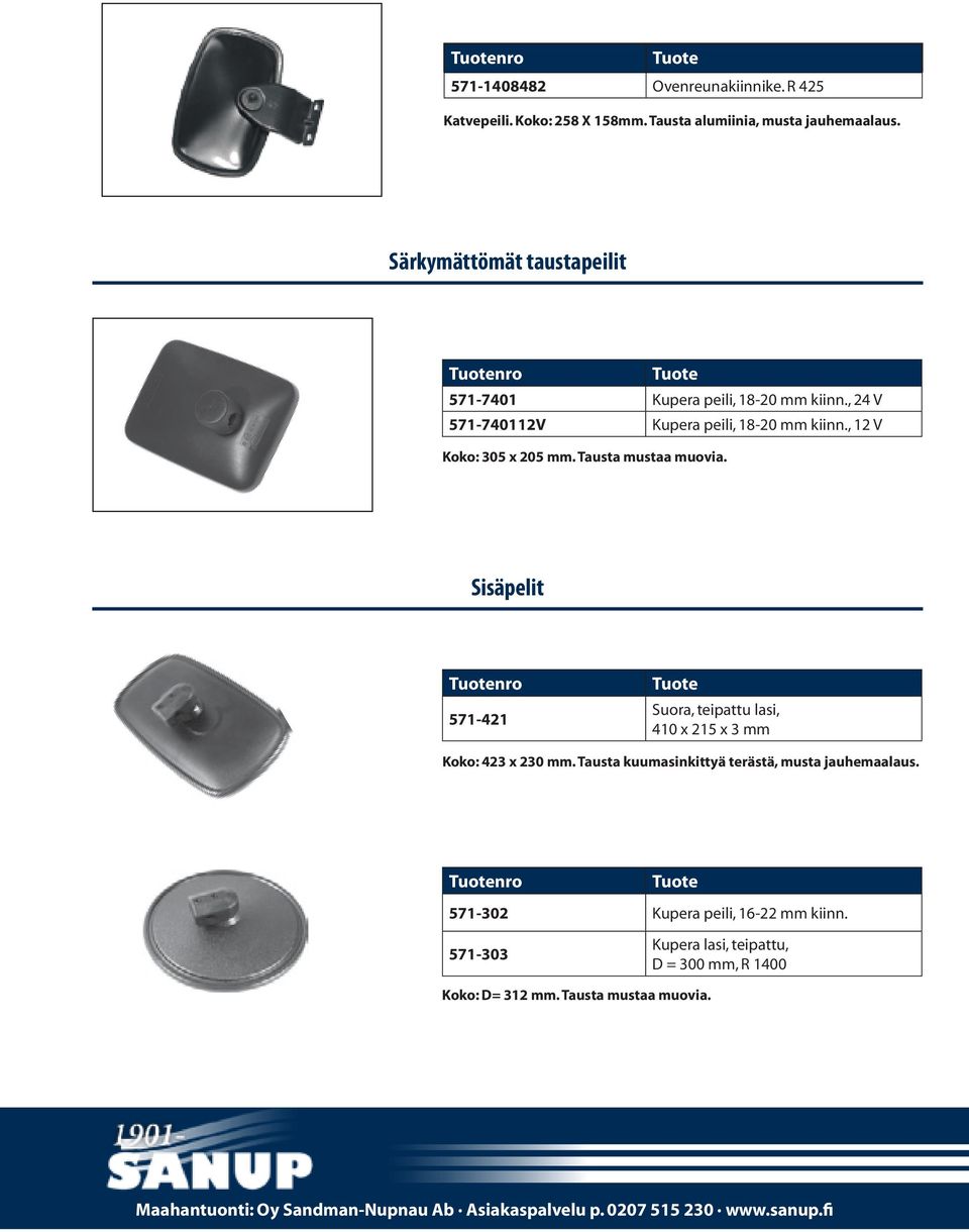 , 12 V Koko: 305 x 205 mm. Tausta mustaa muovia. Sisäpelit nro 571-421 Suora, teipattu lasi, 410 x 215 x 3 mm Koko: 423 x 230 mm.