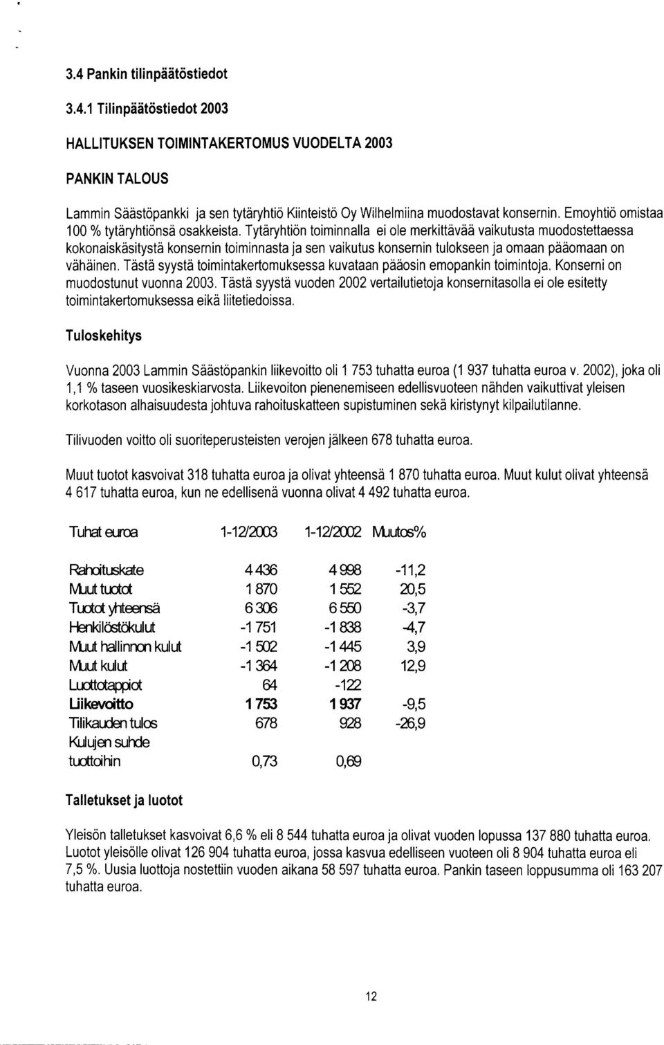 Tytäryhtiön toiminnalla ei ole merkittävää vaikutusta muodostettaessa kokonaiskäsitystä konsernin toiminnasta ja sen vaikutus konsernin tulokseen ja omaan pääomaan on vähäinen.