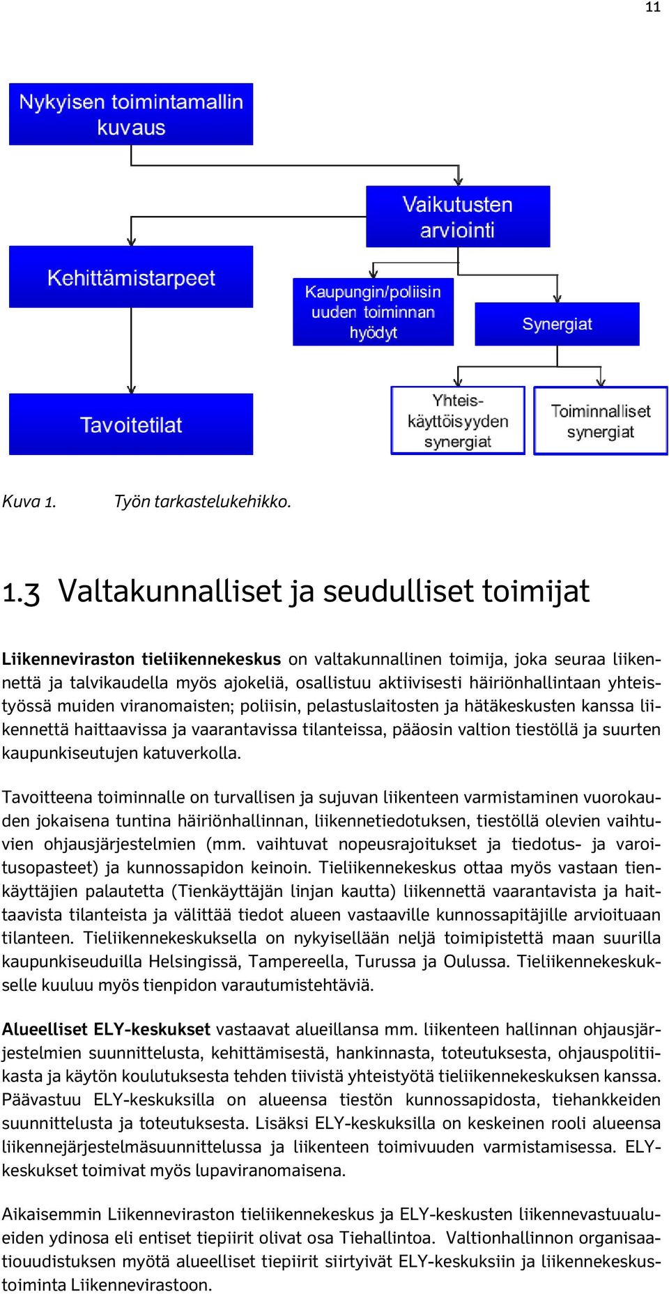 3 Valtakunnalliset ja seudulliset toimijat Liikenneviraston tieliikennekeskus on valtakunnallinen toimija, joka seuraa liikennettä ja talvikaudella myös ajokeliä, osallistuu aktiivisesti