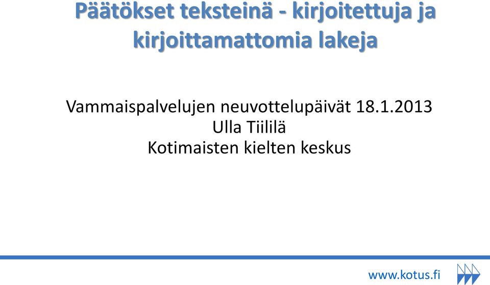 Vammaispalvelujen neuvottelupäivät 18.