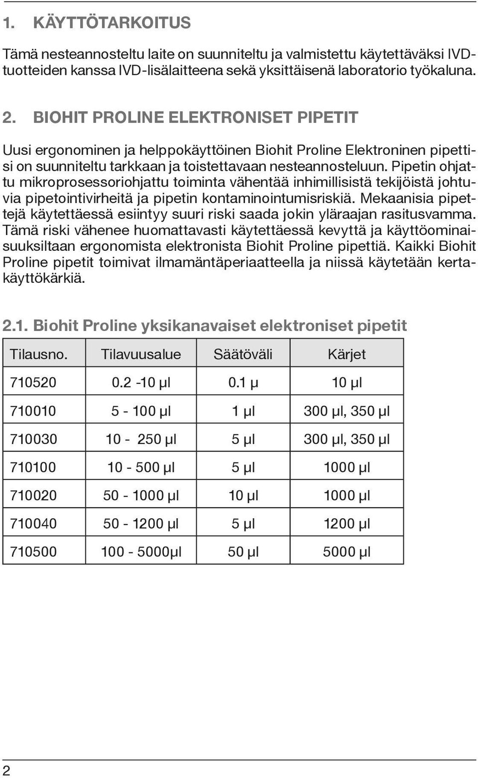 Pipetin ohjattu mikroprosessoriohjattu toiminta vähentää inhimillisistä tekijöistä johtuvia pipetointivirheitä ja pipetin kontaminointumisriskiä.