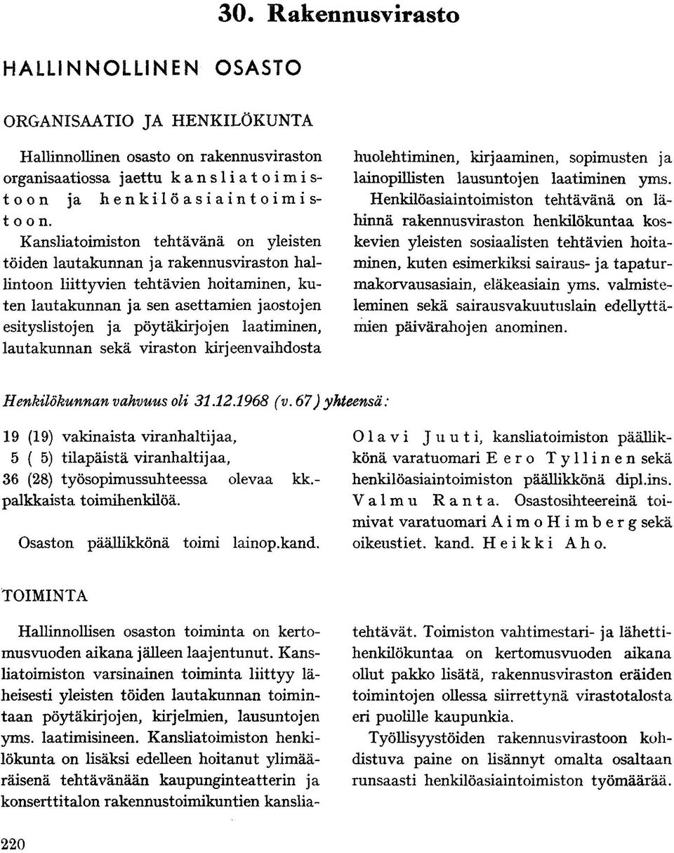 pöytäkirjojen lautakunnan päivärahoj en Henkilökt ihvuus oli 31.12.1968 (v.