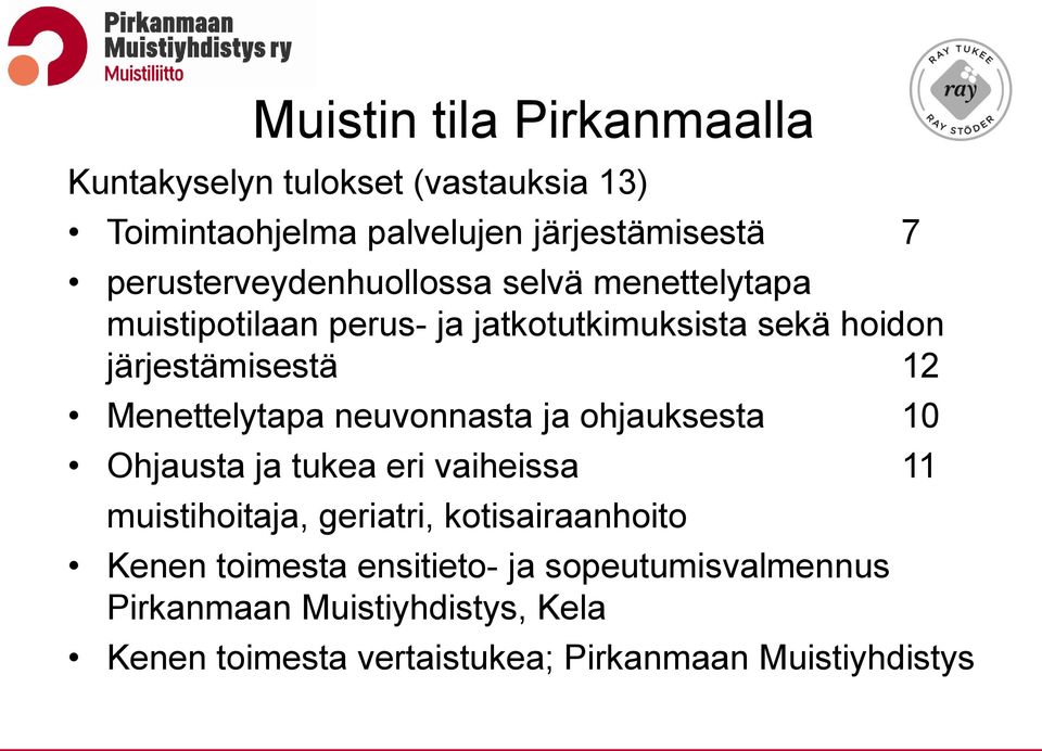 Menettelytapa neuvonnasta ja ohjauksesta 10 Ohjausta ja tukea eri vaiheissa 11 muistihoitaja, geriatri, kotisairaanhoito