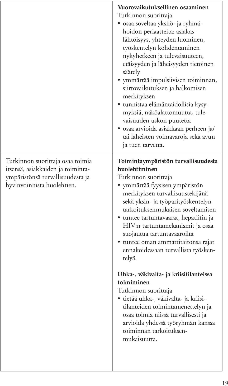 arvioida asiakkaan perheen ja/ tai läheisten voimavaroja sekä avun ja tuen tarvetta. osaa toimia itsensä, asiakkaiden ja toimintaympäristönsä turvallisuudesta ja hyvinvoinnista huolehtien.