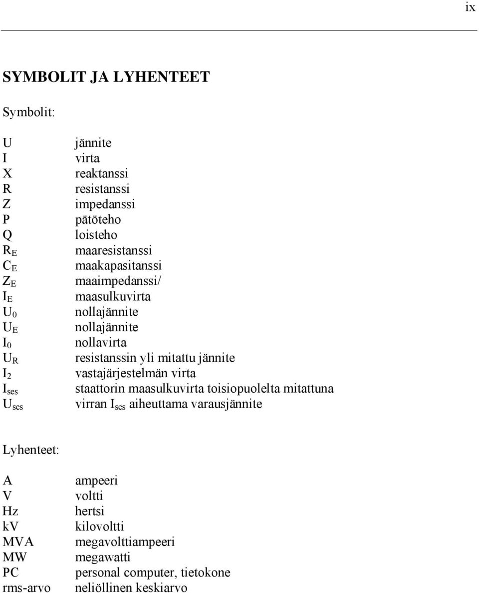 yli mitattu jännite vastajärjestelmän virta staattorin maasulkuvirta toisiopuolelta mitattuna virran I ses aiheuttama varausjännite