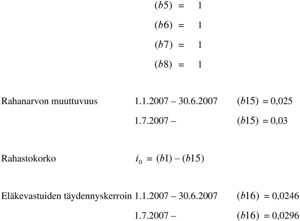 ahastokorko i 0 = ( b) ( b5) Eläkeastuiden