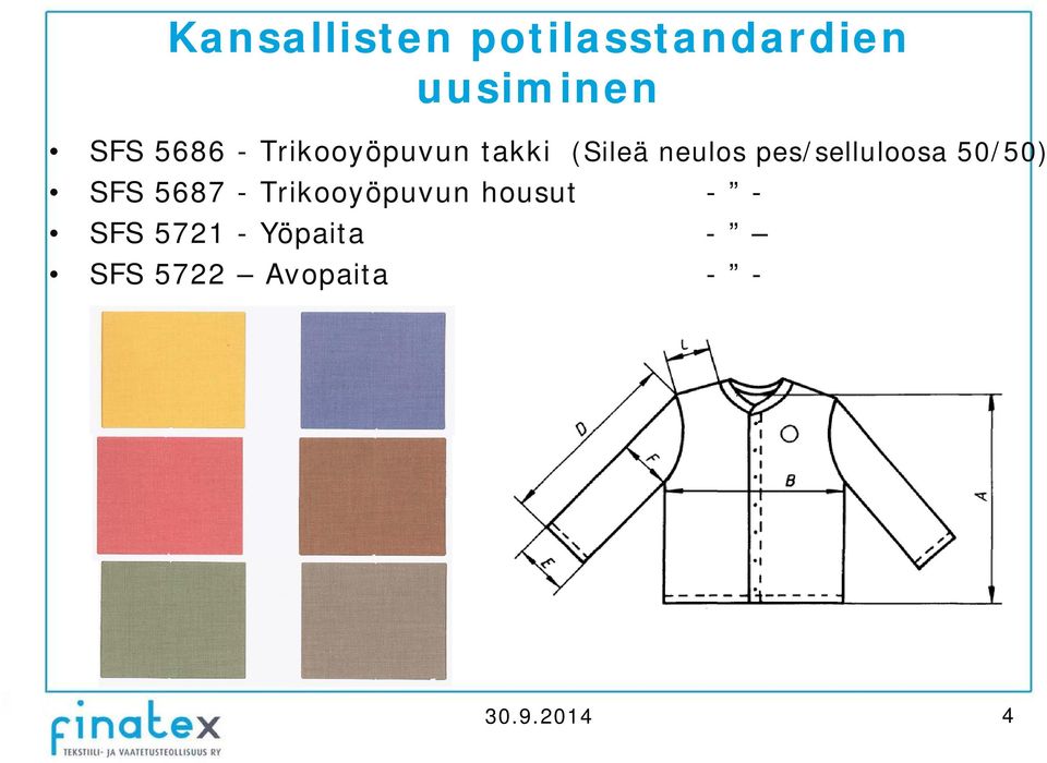 pes/selluloosa 50/50) SFS 5687 - Trikooyöpuvun