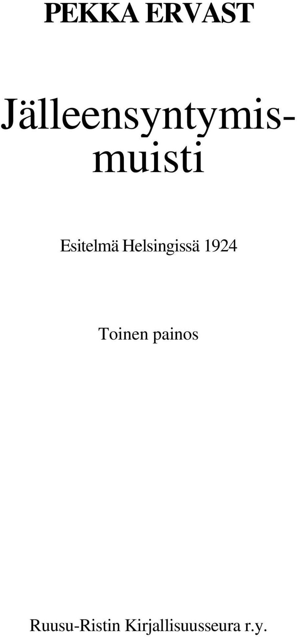 Esitelmä Helsingissä 1924