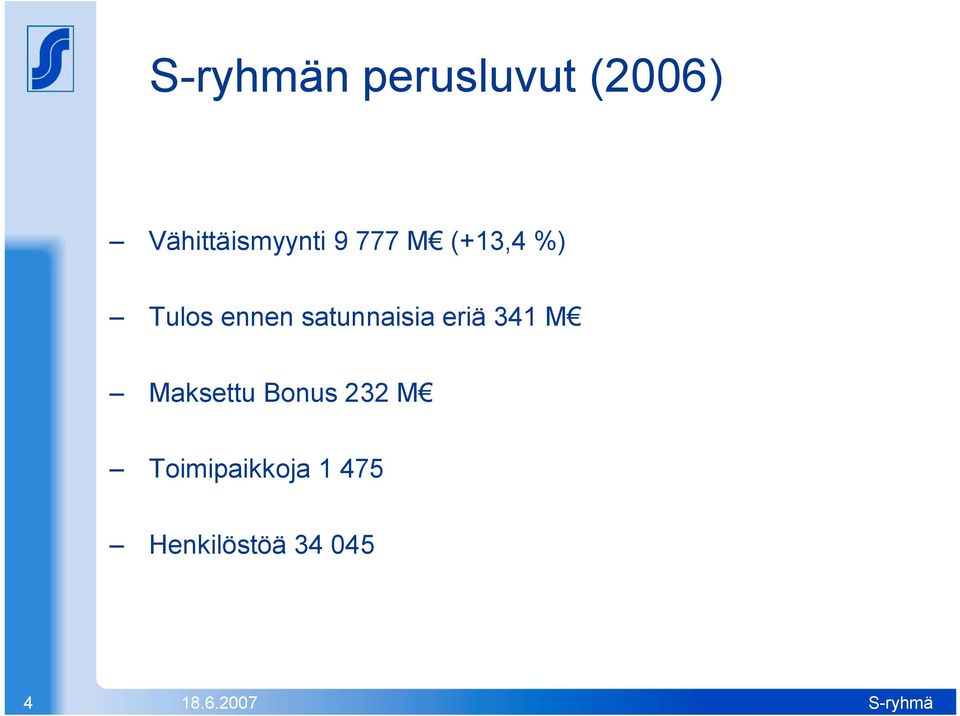 ennen satunnaisia eriä 341 M Maksettu