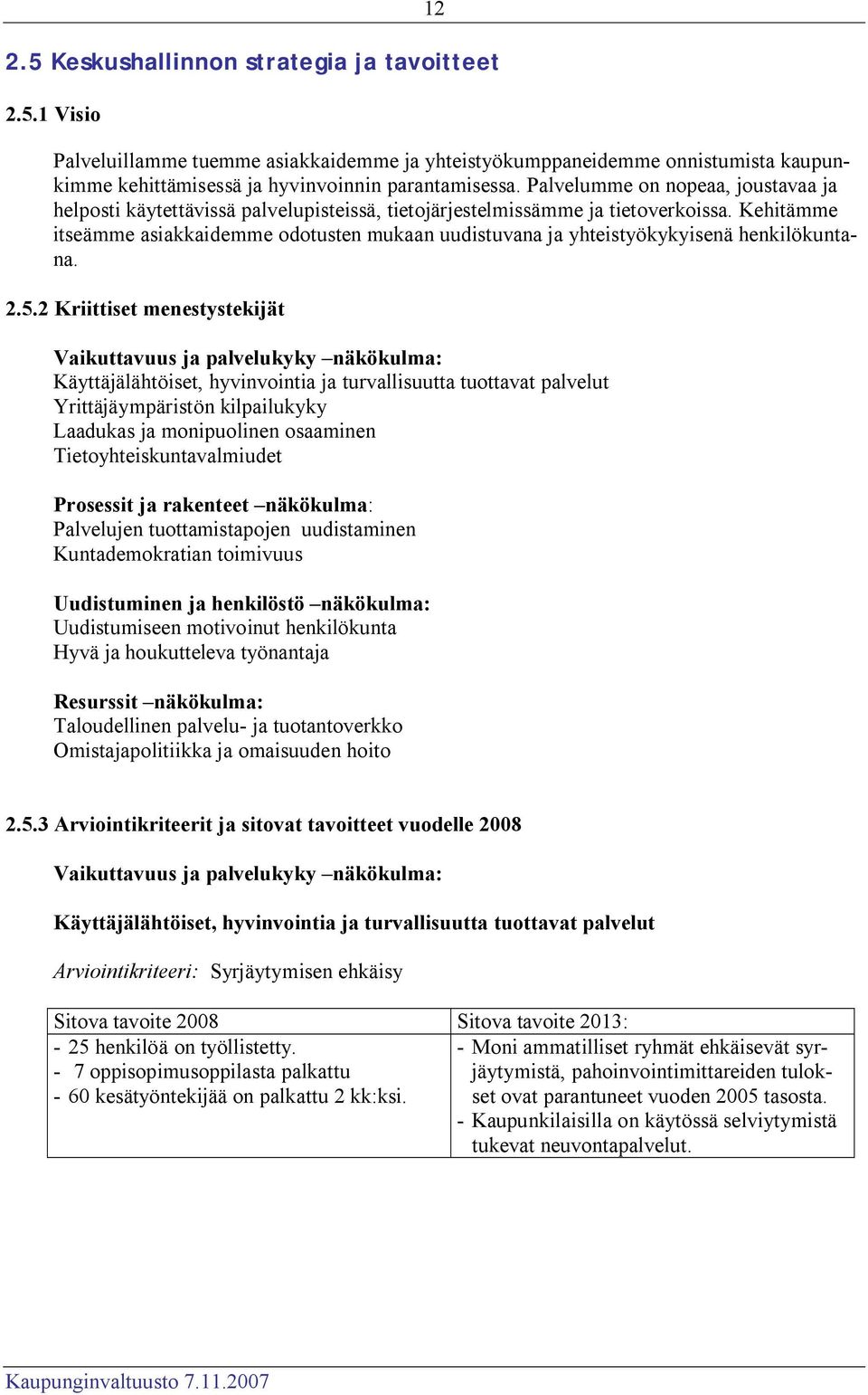 Kehitämme itseämme asiakkaidemme odotusten mukaan uudistuvana ja yhteistyökykyisenä henkilökuntana. 2.5.