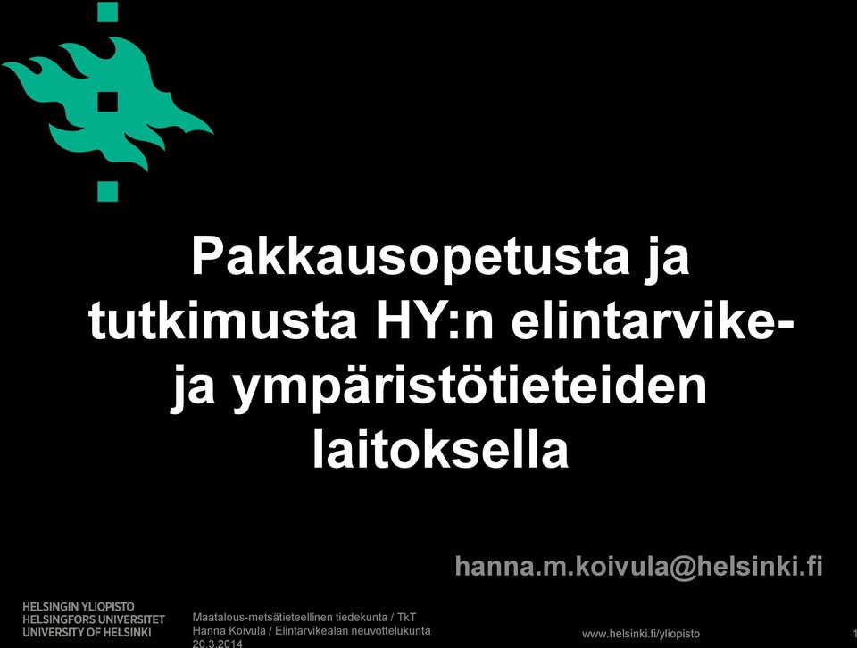 ympäristötieteiden laitoksella