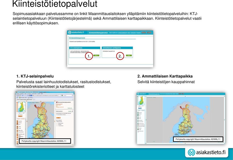 Kiinteistötietopalvelut vaatii erillisen käyttösopimuksen. 1.