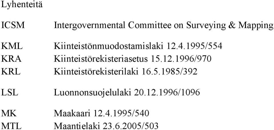 12.1996/970 KRL Kiinteistörekisterilaki 16.5.