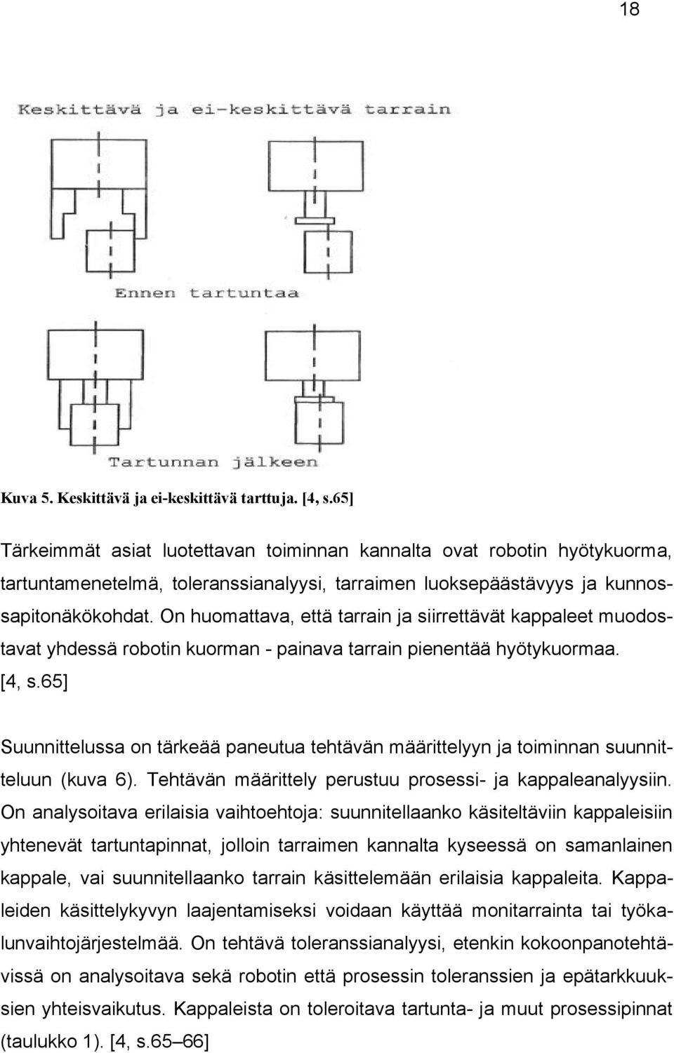 On huomattava, että tarrain ja siirrettävät kappaleet muodostavat yhdessä robotin kuorman - painava tarrain pienentää hyötykuormaa. [4, s.