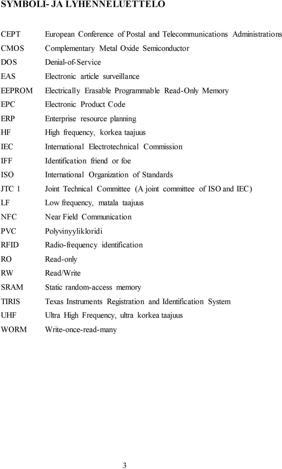 frequency, korkea taajuus International Electrotechnical Commission Identification friend or foe International Organization of Standards Joint Technical Committee (A joint committee of ISO and IEC)