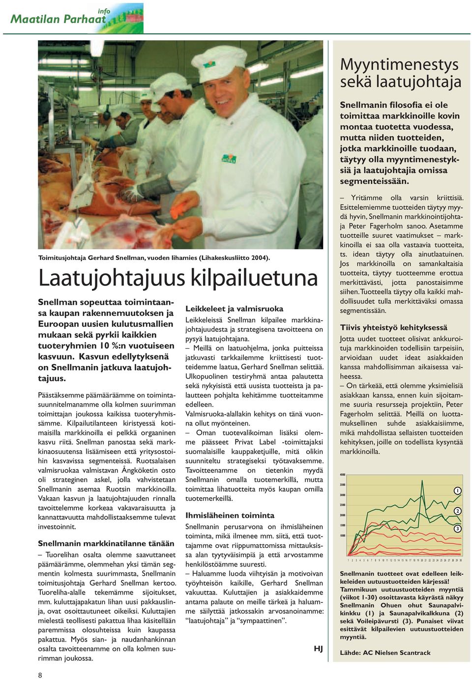 Laatujohtajuus kilpailuetuna Snellman sopeuttaa toimintaansa kaupan rakennemuutoksen ja Euroopan uusien kulutusmallien mukaan sekä pyrkii kaikkien tuoteryhmien 10 %:n vuotuiseen kasvuun.