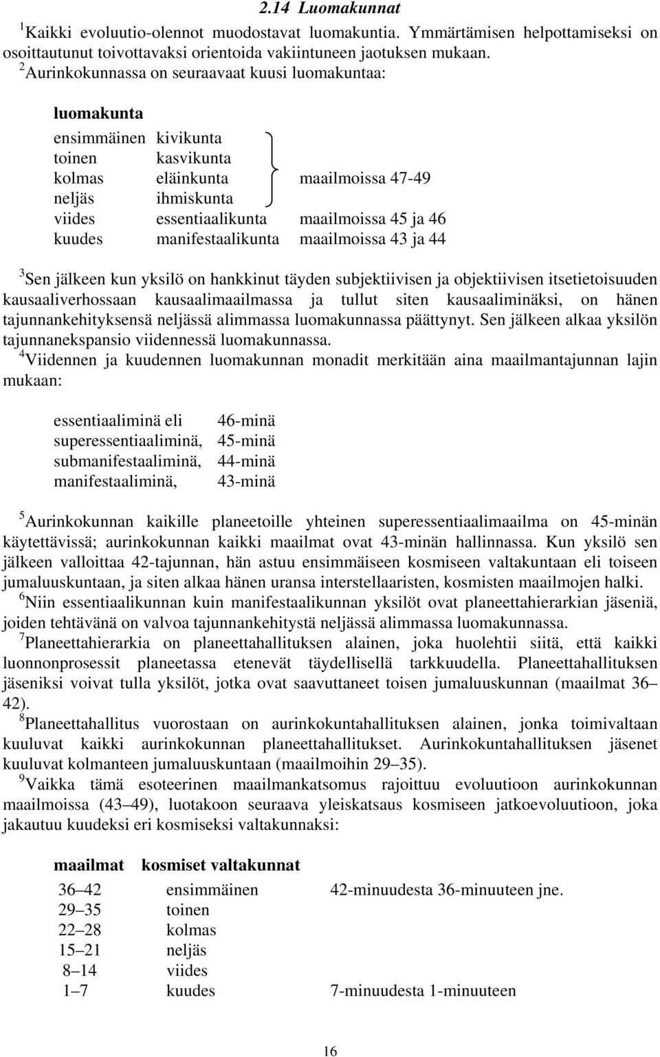 46 kuudes manifestaalikunta maailmoissa 43 ja 44 3 Sen jälkeen kun yksilö on hankkinut täyden subjektiivisen ja objektiivisen itsetietoisuuden kausaaliverhossaan kausaalimaailmassa ja tullut siten