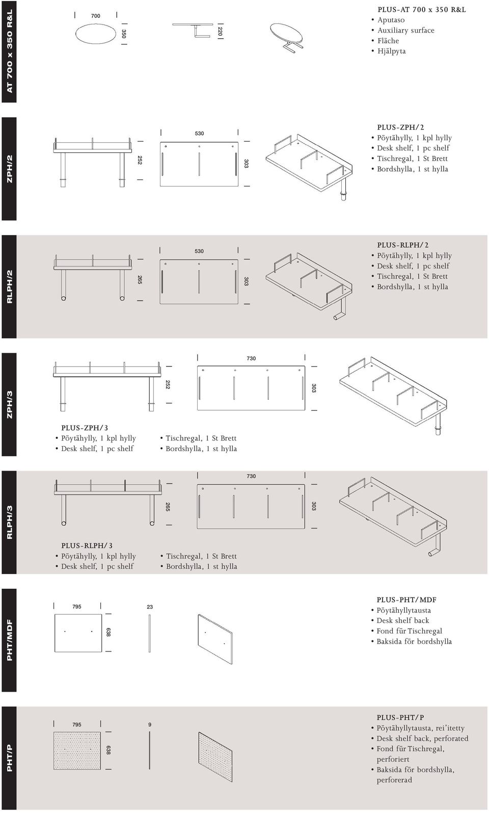 shelf,1 pc shelf Tischregal,1 St Brett Bordshylla,1 st hylla 730 RLPH/3 PLUS-RLPH/3 Pöytähylly,1 kpl hylly Desk shelf,1 pc shelf 265 Tischregal,1 St Brett Bordshylla,1 st hylla 303 PHT/MDF 795 638 23