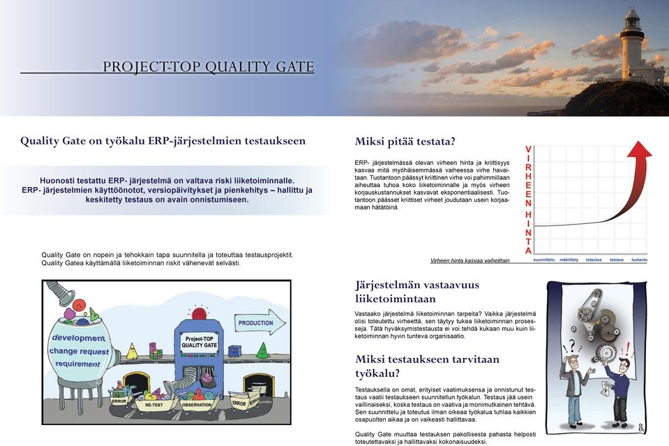 ERP- järjestelmässä olevan virheen hinta ja kriittisyys kasvaa mitä myöhäisemmässä vaiheessa virhe havaitaan.