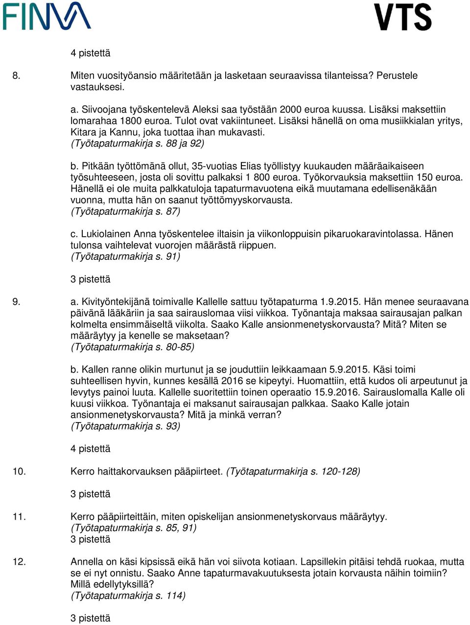 Pitkään työttömänä ollut, 35-vuotias Elias työllistyy kuukauden määräaikaiseen työsuhteeseen, josta oli sovittu palkaksi 1 800 euroa. Työkorvauksia maksettiin 150 euroa.