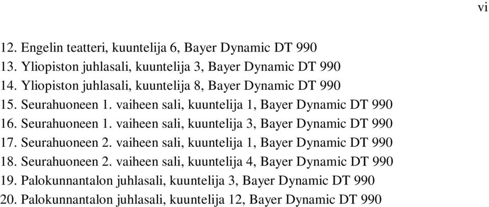 Seurahuoneen 2. vaiheen sali, kuuntelija 1, Bayer Dynamic DT 990 18. Seurahuoneen 2. vaiheen sali, kuuntelija 4, Bayer Dynamic DT 990 19.