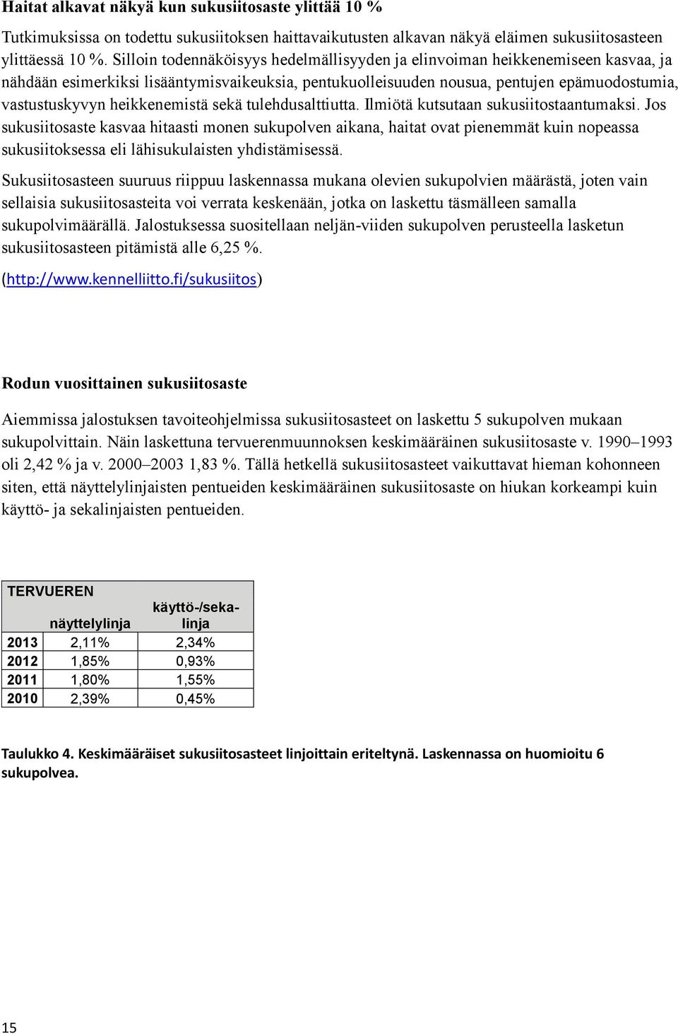 heikkenemistä sekä tulehdusalttiutta. Ilmiötä kutsutaan sukusiitostaantumaksi.