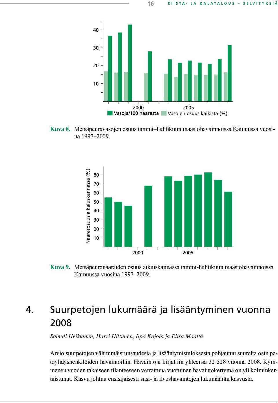 Suurpetojen lukumäärä ja lisääntyminen vuonna 2008 Samuli Heikkinen, Harri Hiltunen, Ilpo Kojola ja Elisa Määttä Arvio suurpetojen vähimmäisrunsaudesta ja lisääntymistuloksesta