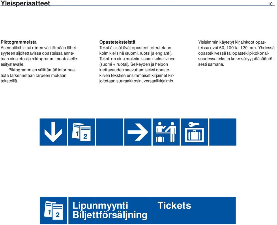 Teksti on aina maksimissaan kaksirivinen (suomi + ruotsi).