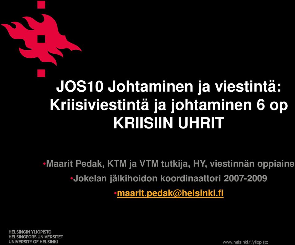 VTM tutkija, HY, viestinnän oppiaine Jokelan